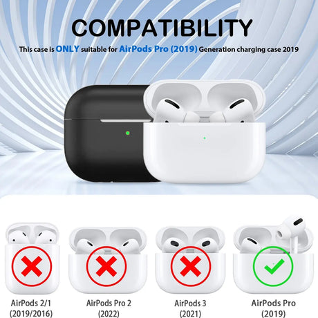 Silikon Schutzhülle für AirPods Pro 1 mit Soft-Touch Oberfläche, Karabiner und LED-Sichtfenster - ideal für Alltag, Sport und Reisen