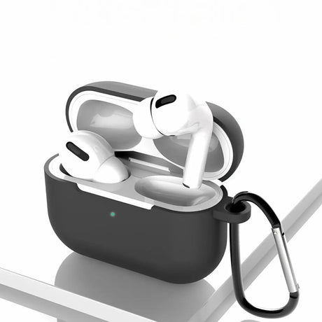 Silikon Schutzhülle für AirPods Pro 1 mit Soft-Touch Oberfläche, Karabiner und LED-Sichtfenster - ideal für Alltag, Sport und Reisen