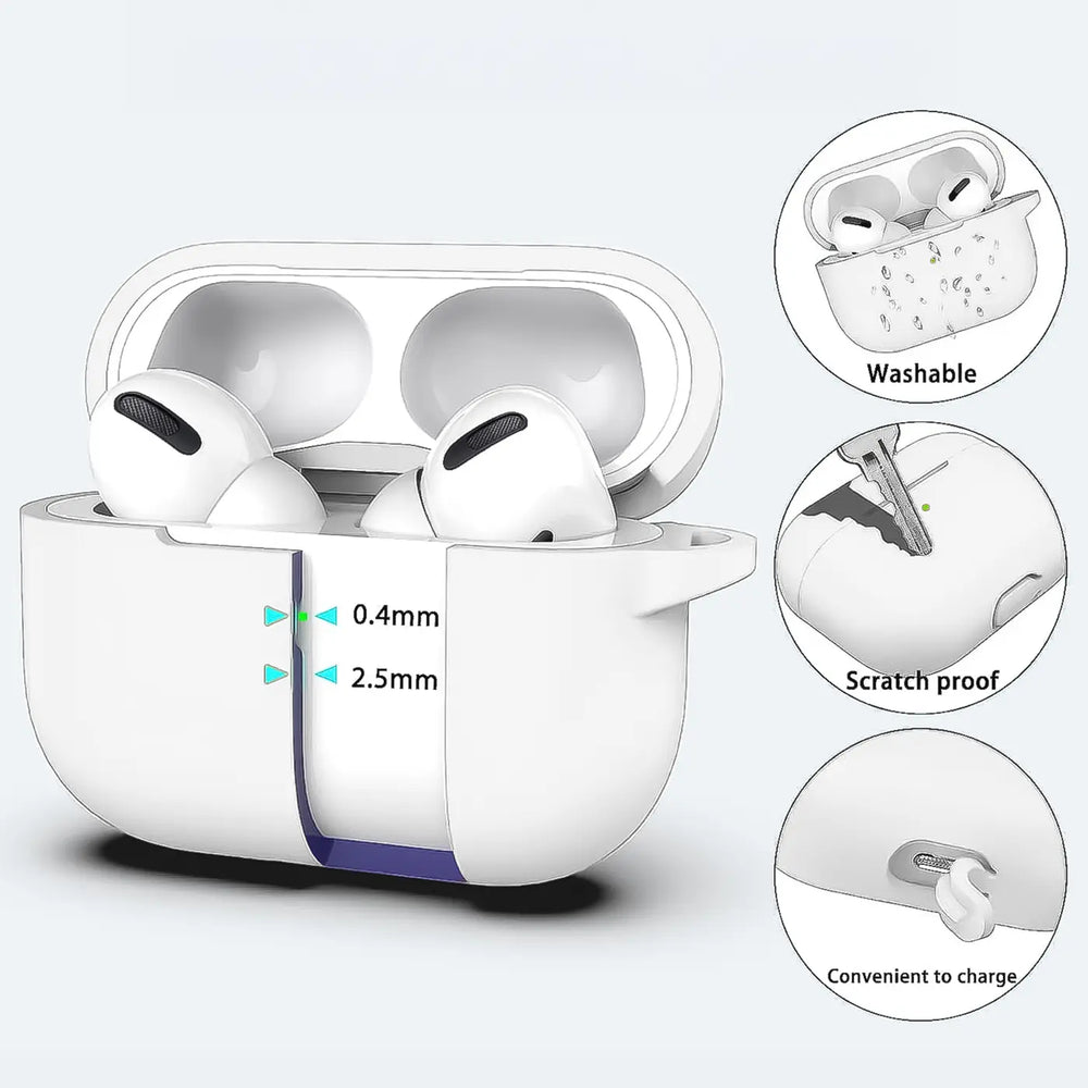Silikon Schutzhülle für AirPods Pro 1 mit Soft-Touch Oberfläche, Karabiner und LED-Sichtfenster - ideal für Alltag, Sport und Reisen