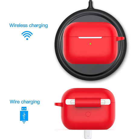 Silikon Schutzhülle für AirPods Pro 2 mit Soft-Touch Oberfläche, Karabiner und LED-Sichtfenster - ideal für Alltag, Sport und Reisen