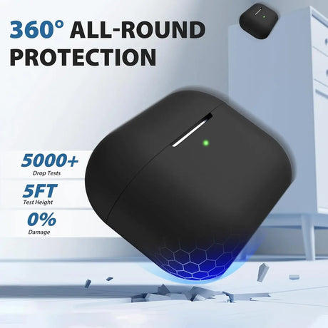 Silikon Schutzhülle für AirPods Pro 2 mit Soft-Touch Oberfläche, Karabiner und LED-Sichtfenster - ideal für Alltag, Sport und Reisen