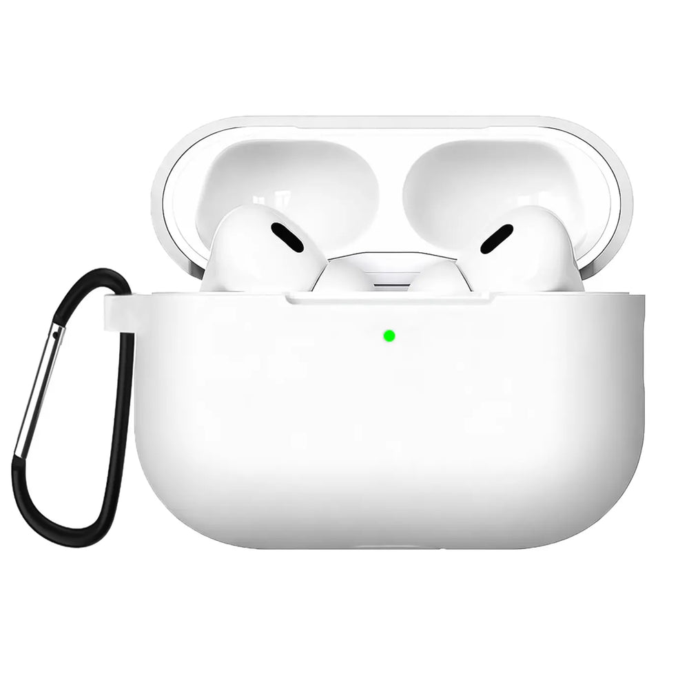 Silikon Schutzhülle für AirPods Pro 2 mit Soft-Touch Oberfläche, Karabiner und LED-Sichtfenster - ideal für Alltag, Sport und Reisen