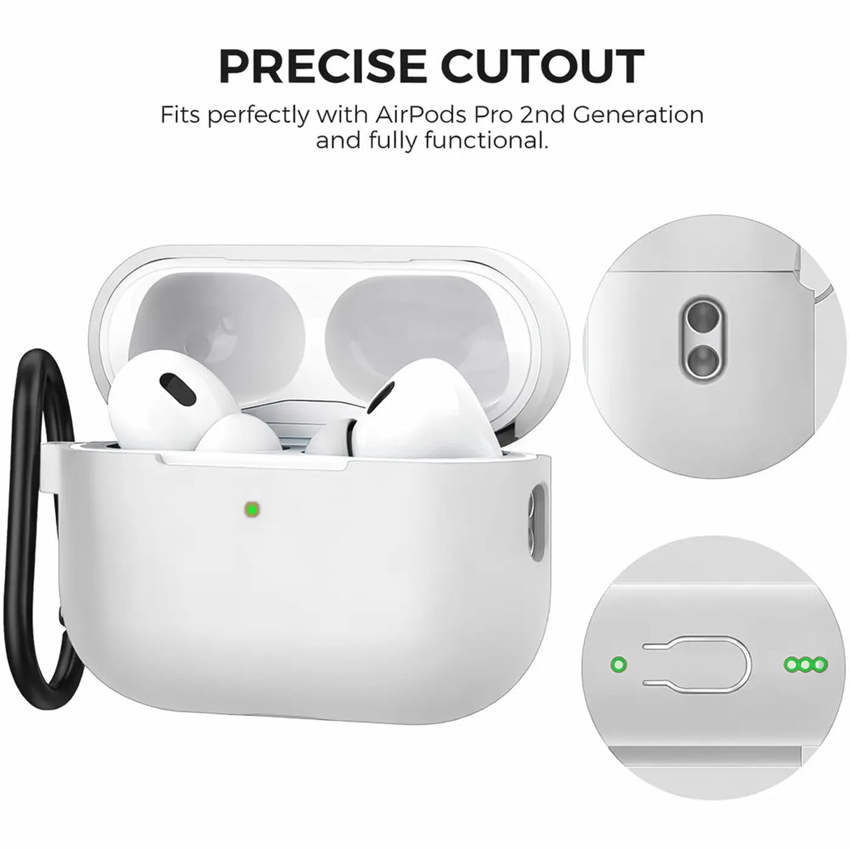 Silikon Schutzhülle für AirPods Pro 2 mit Soft-Touch Oberfläche, Karabiner und LED-Sichtfenster - ideal für Alltag, Sport und Reisen