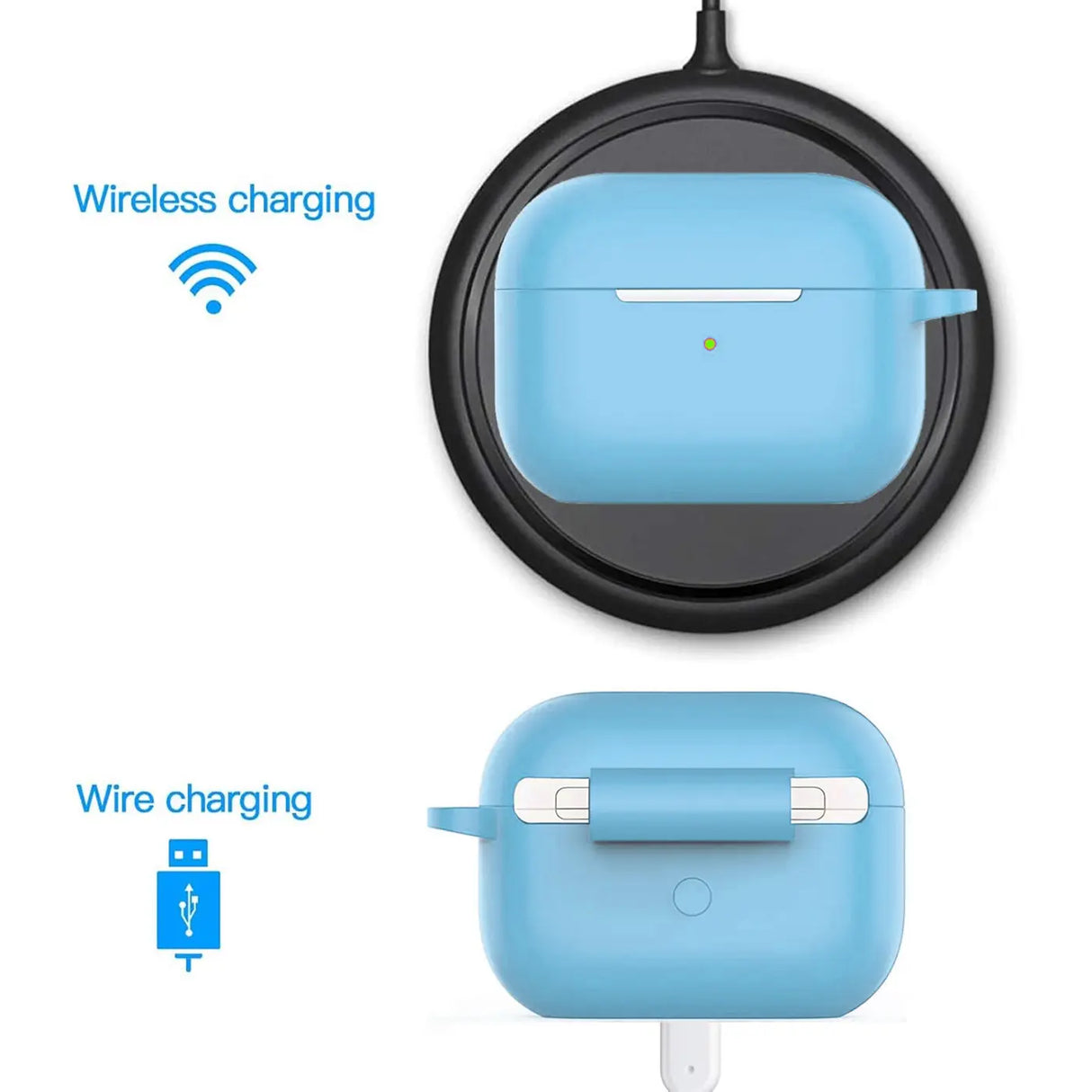 Silikon Schutzhülle für AirPods Pro 3 mit Soft-Touch Oberfläche, Karabiner und LED-Sichtfenster - ideal für Alltag, Sport und Reisen