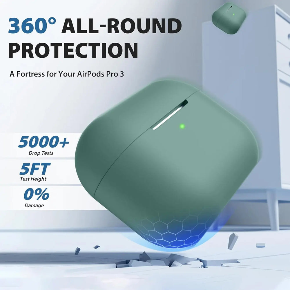 Silikon Schutzhülle für AirPods Pro 3 mit Soft-Touch Oberfläche, Karabiner und LED-Sichtfenster - ideal für Alltag, Sport und Reisen