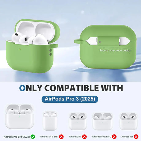 Silikon Schutzhülle für AirPods Pro 3 mit Soft-Touch Oberfläche, Karabiner und LED-Sichtfenster - ideal für Alltag, Sport und Reisen