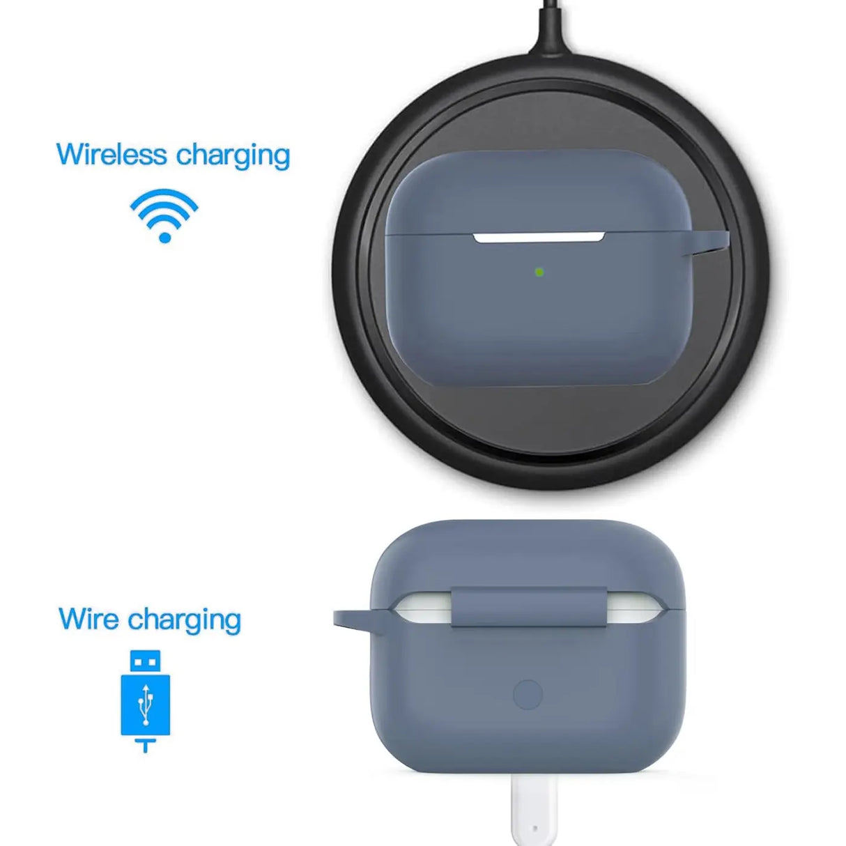 Silikon Schutzhülle für AirPods Pro 3 mit Soft-Touch Oberfläche, Karabiner und LED-Sichtfenster - ideal für Alltag, Sport und Reisen