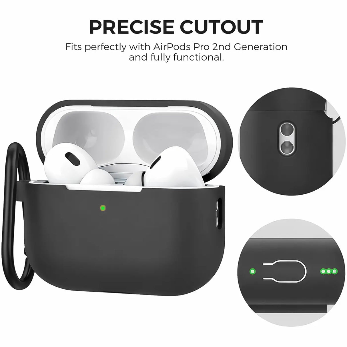 Silikon Schutzhülle für AirPods Pro 3 mit Soft-Touch Oberfläche, Karabiner und LED-Sichtfenster - ideal für Alltag, Sport und Reisen