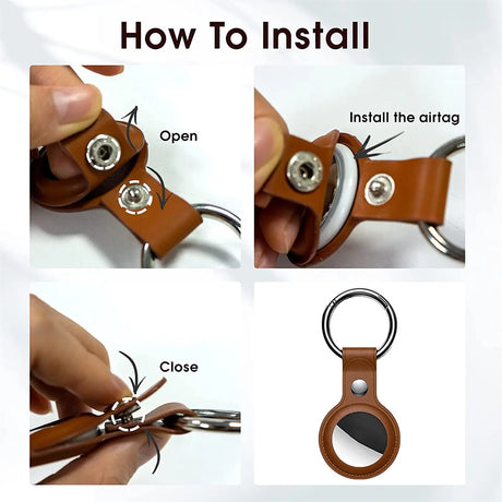 Hülle für Airtag aus Kunstleder mit Karabinerhaken – ideal für Schlüssel & Taschen