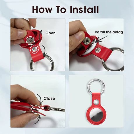 Hülle für Airtag aus Kunstleder mit Karabinerhaken – ideal für Schlüssel & Taschen