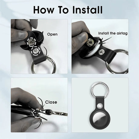 Hülle für Airtag aus Kunstleder mit Karabinerhaken – ideal für Schlüssel & Taschen