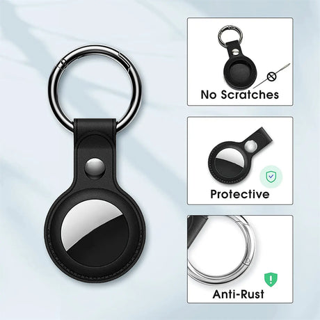 Hülle für Airtag aus Kunstleder mit Karabinerhaken – ideal für Schlüssel & Taschen