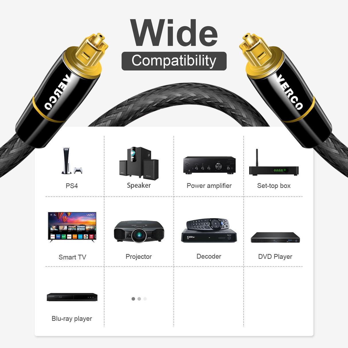 Toslink Kabel Nylon DTS - TLK-66F - 2M - Schwarz