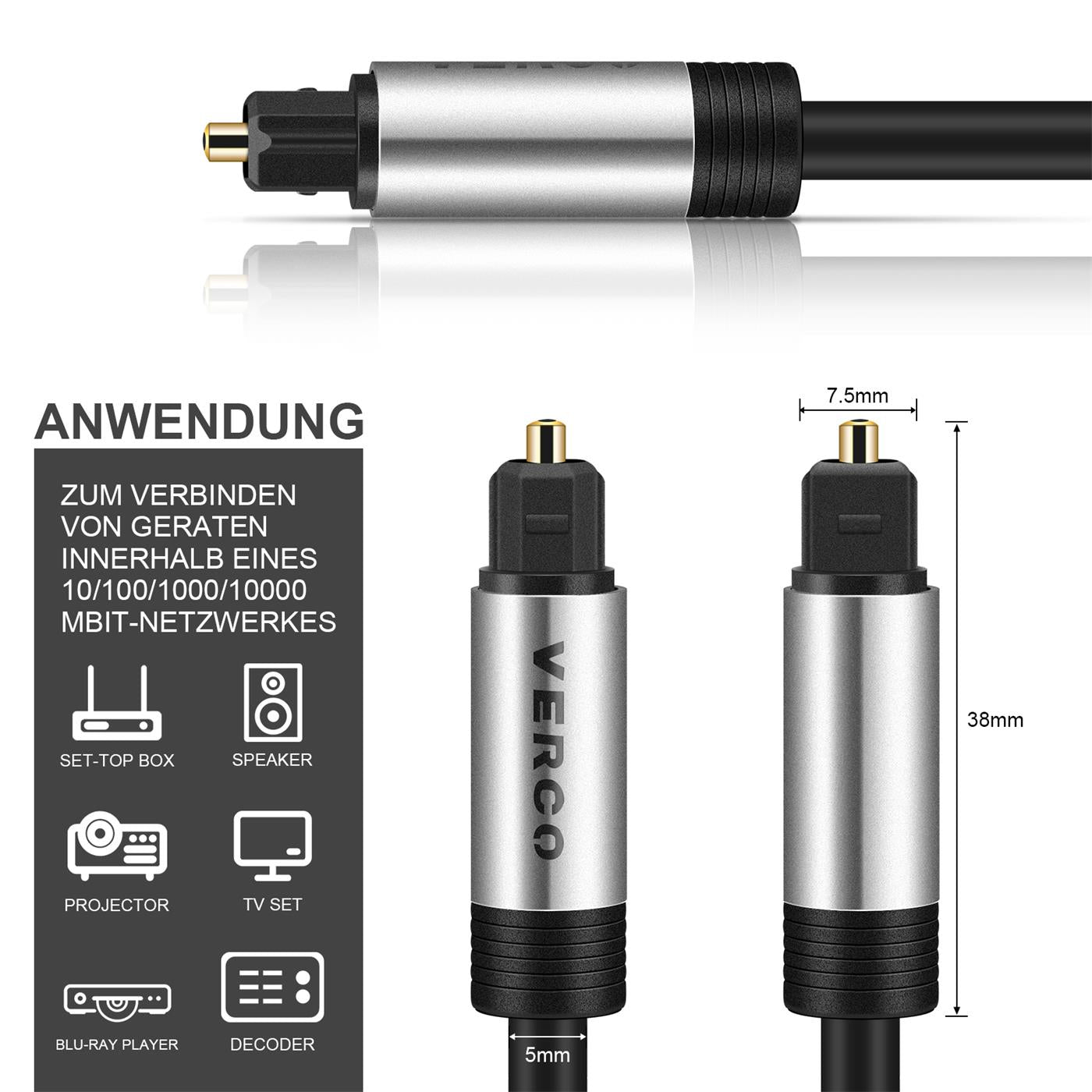 Toslink Kabel Optisch – Digital Audio LWL