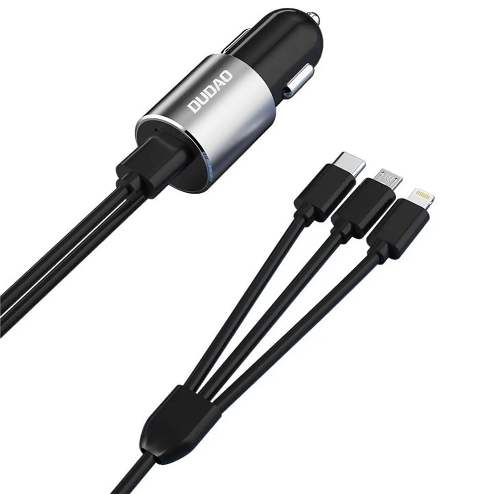 Dudao KFZ Ladegerät R5ProN Schwarz mit festem 3in1 Ladekabel