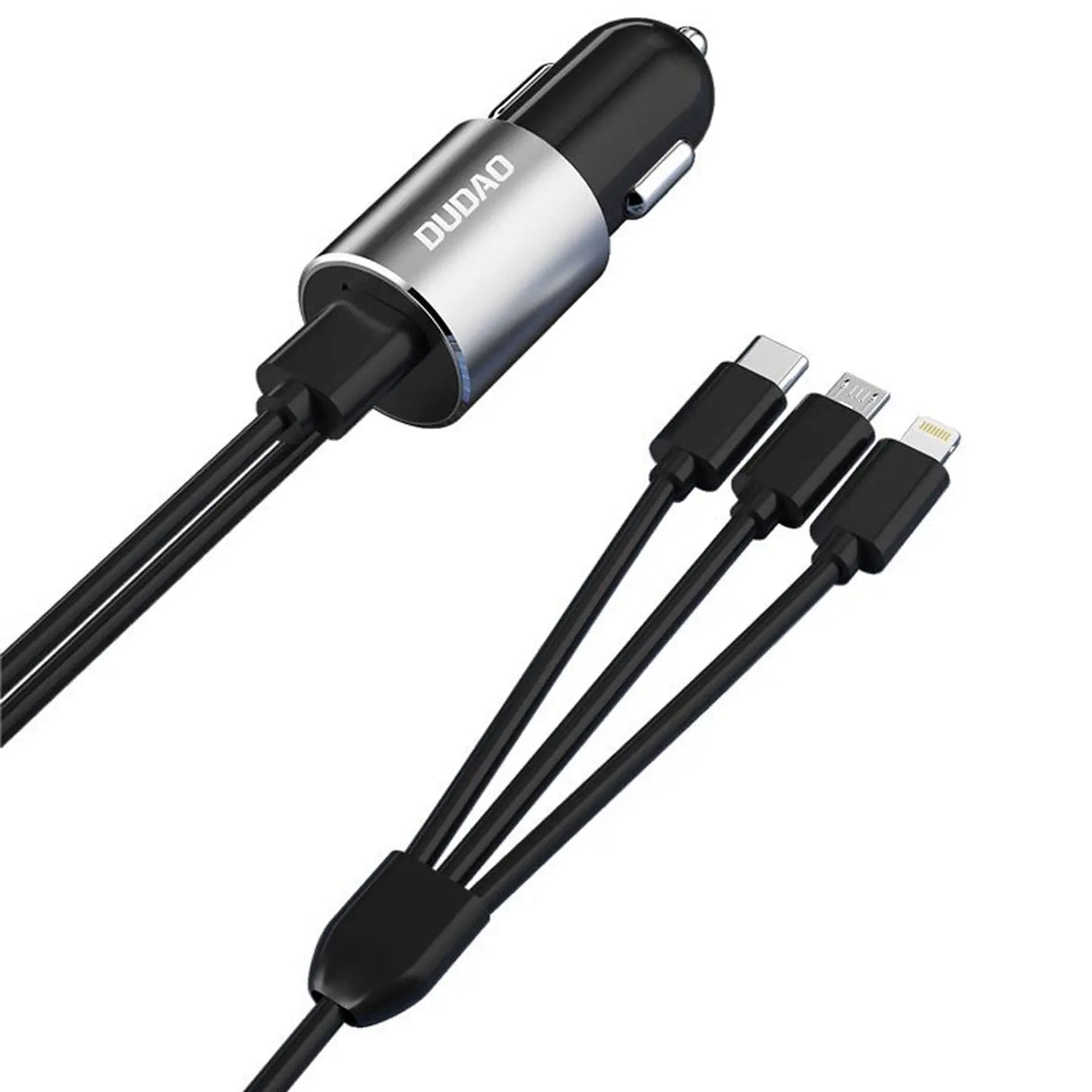 Dudao KFZ Ladegerät R5ProN Schwarz mit festem 3in1 Ladekabel