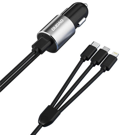 Dudao KFZ Ladegerät R5ProN Schwarz mit festem 3in1 Ladekabel