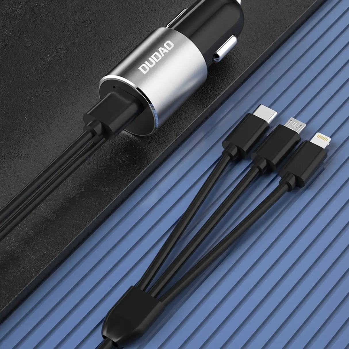 Dudao KFZ Ladegerät R5ProN Schwarz mit festem 3in1 Ladekabel