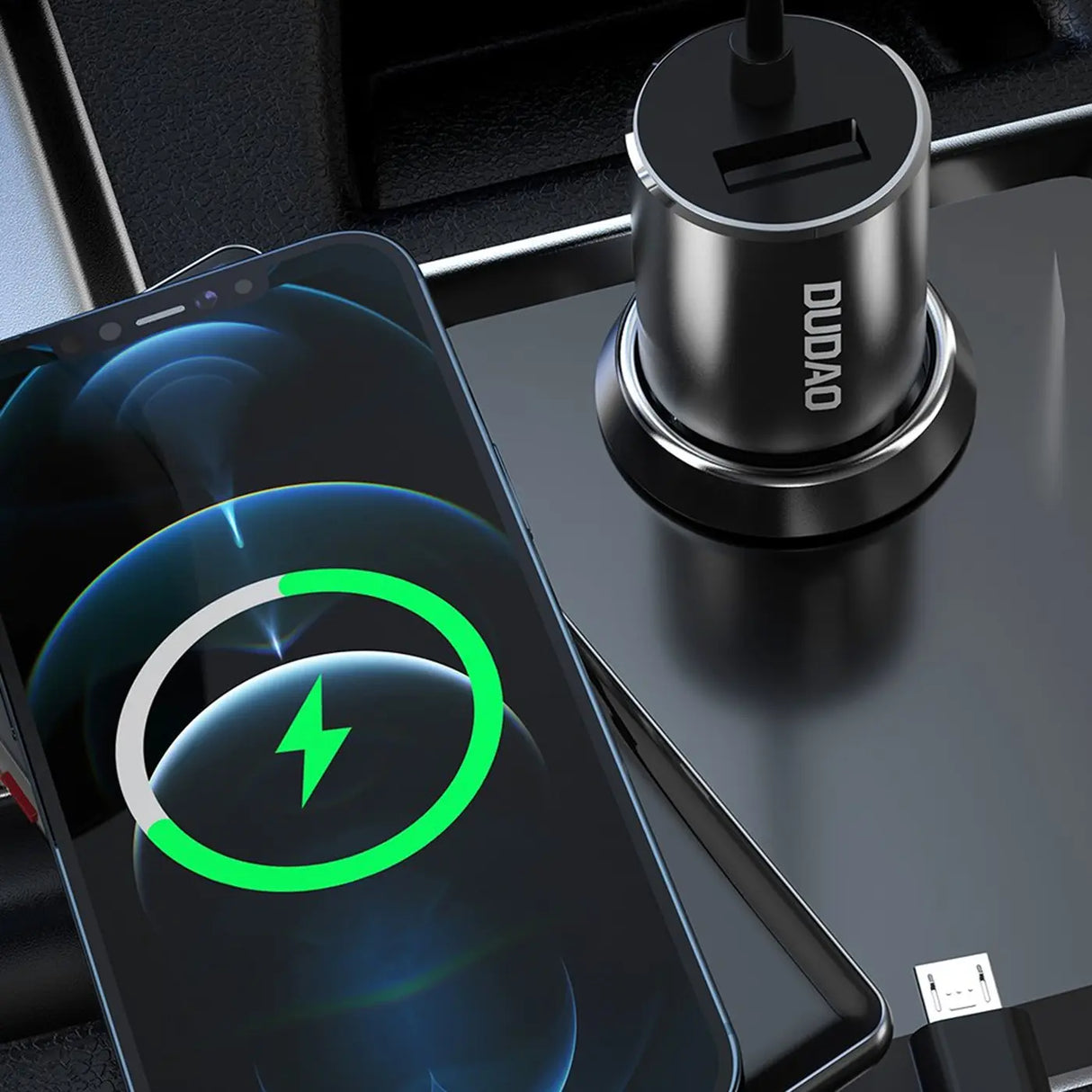 Dudao KFZ Ladegerät R5ProN Schwarz mit festem 3in1 Ladekabel