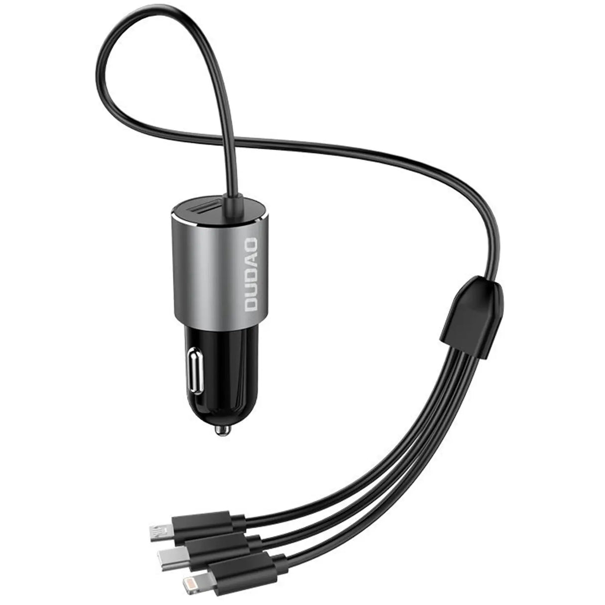 Dudao KFZ Ladegerät R5ProN Schwarz mit festem 3in1 Ladekabel