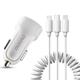 Dudao KFZ Ladegerät R7 Weiß mit abnehmbarem 3in1 Ladekabel