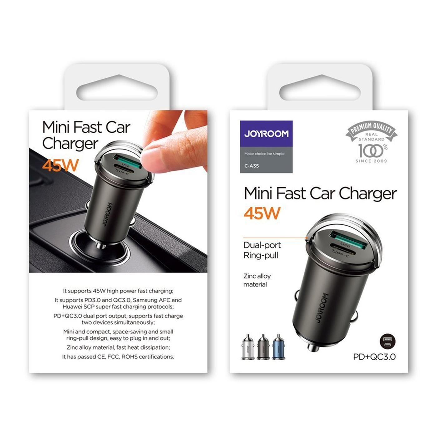 KFZ Ladegerät Schnellladung – 45W USB-C USB-A