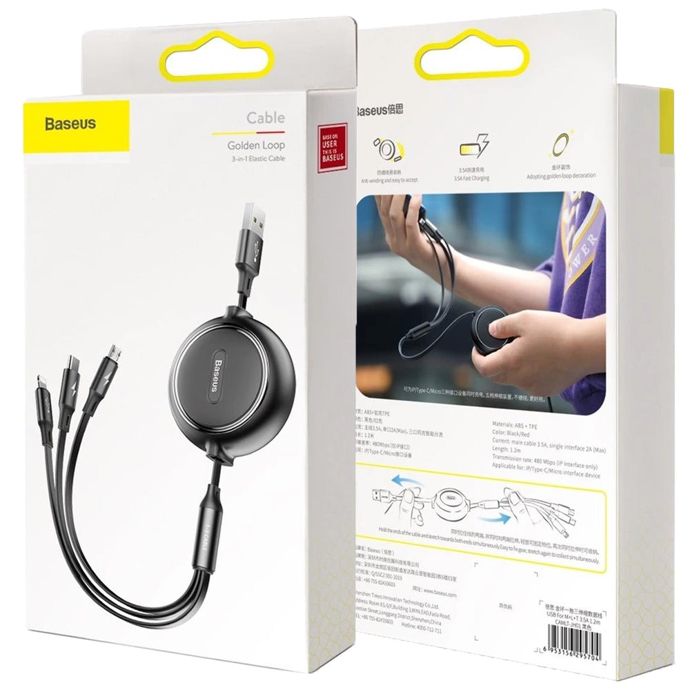 Baseus USB Kabel - CAMLT-JH01 - 3in1 - Schwarz