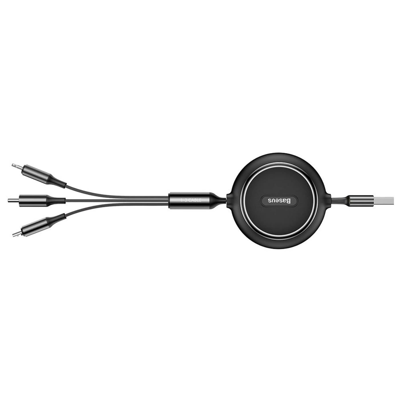 Ladekabel 3in1 Einziehbar – USB-C, Lightning, Micro-USB