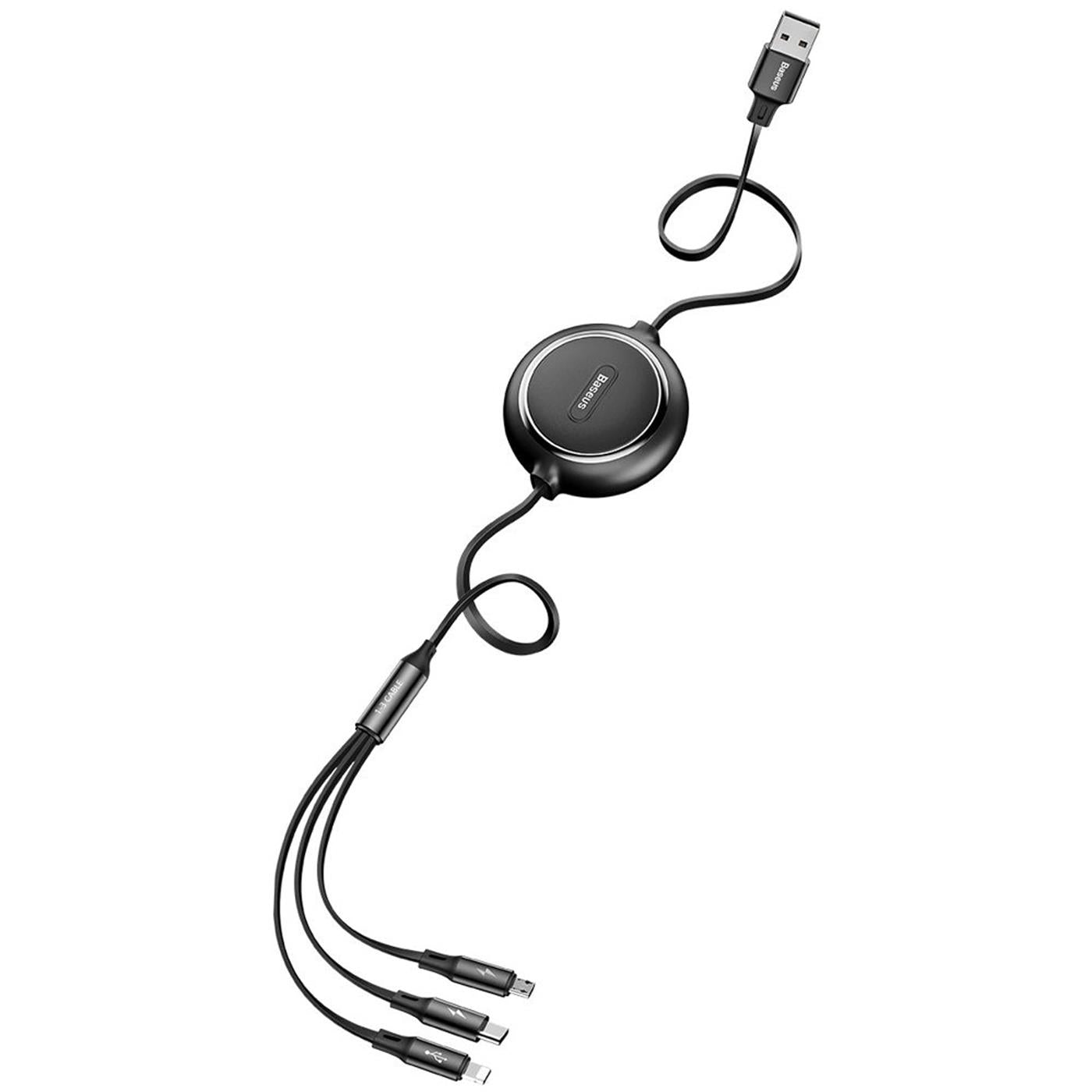 Ladekabel 3in1 Einziehbar – USB-C, Lightning, Micro-USB