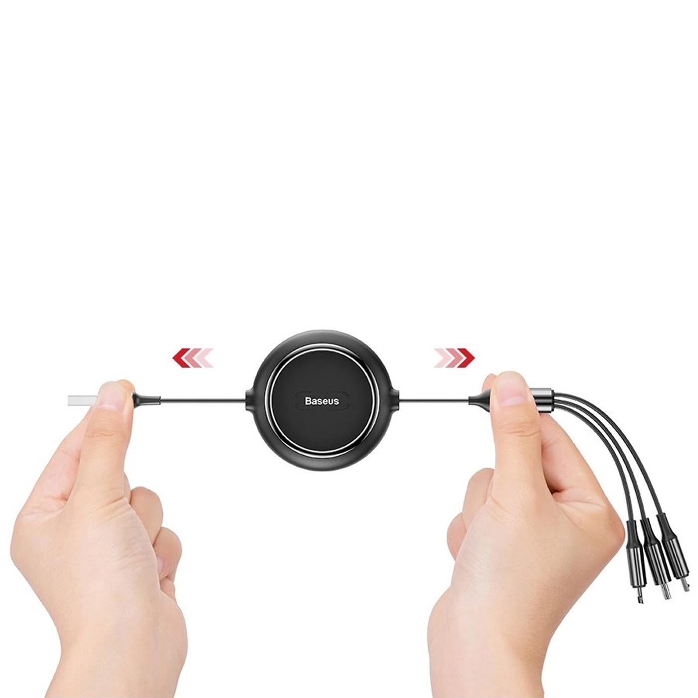 Ladekabel 3in1 Einziehbar – USB-C, Lightning, Micro-USB