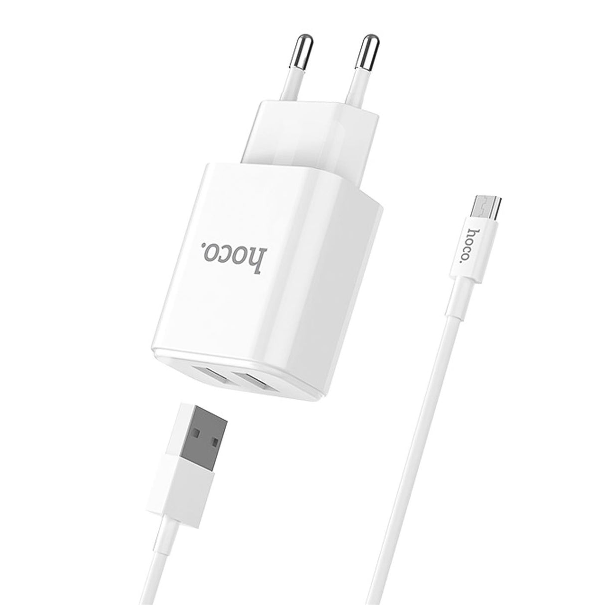 Netzladegerät Dual USB – Hoco C62A mit microUSB Kabel