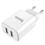 HOCO Netz Ladegerät C62A in Weiss mit 2 USB Ports und micro USB Kabel