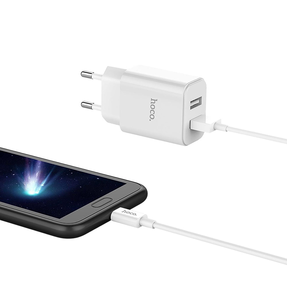 Netz-Ladegerät Hoco - C62A microUSB Weiss