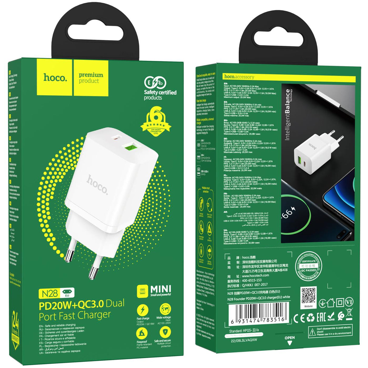 Netzteil USB C PD 20W & USB A QC 3.0 – Dual Port