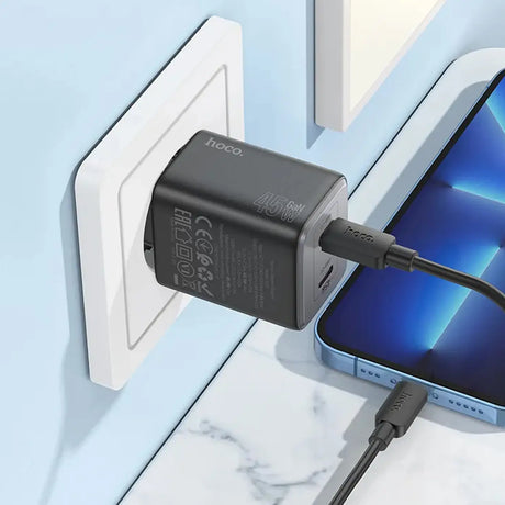 GaN USB-C Netz-Ladegerät Hoco N42 mit 2 USB-C Anschlüssen und Kabel-Option