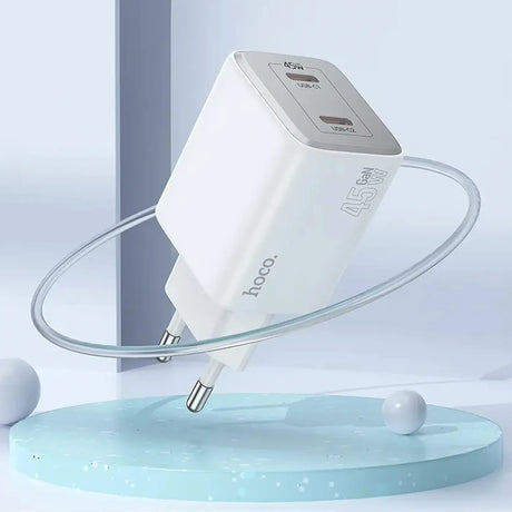 GaN USB-C Netz-Ladegerät Hoco N42 mit 2 USB-C Anschlüssen und Kabel-Option