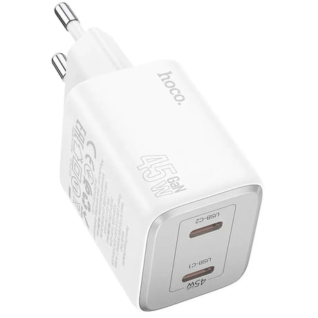 GaN USB-C Netz-Ladegerät Hoco N42 mit 2 USB-C Anschlüssen und Kabel-Option