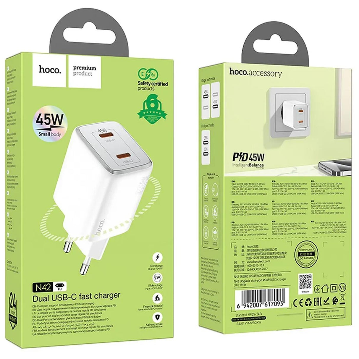 GaN Ladegerät 45W USB-C – Dual Port Schnelllader