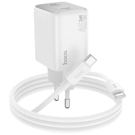 GaN USB-C Netz-Ladegerät Hoco N42 mit 2 USB-C Anschlüssen und Kabel-Option