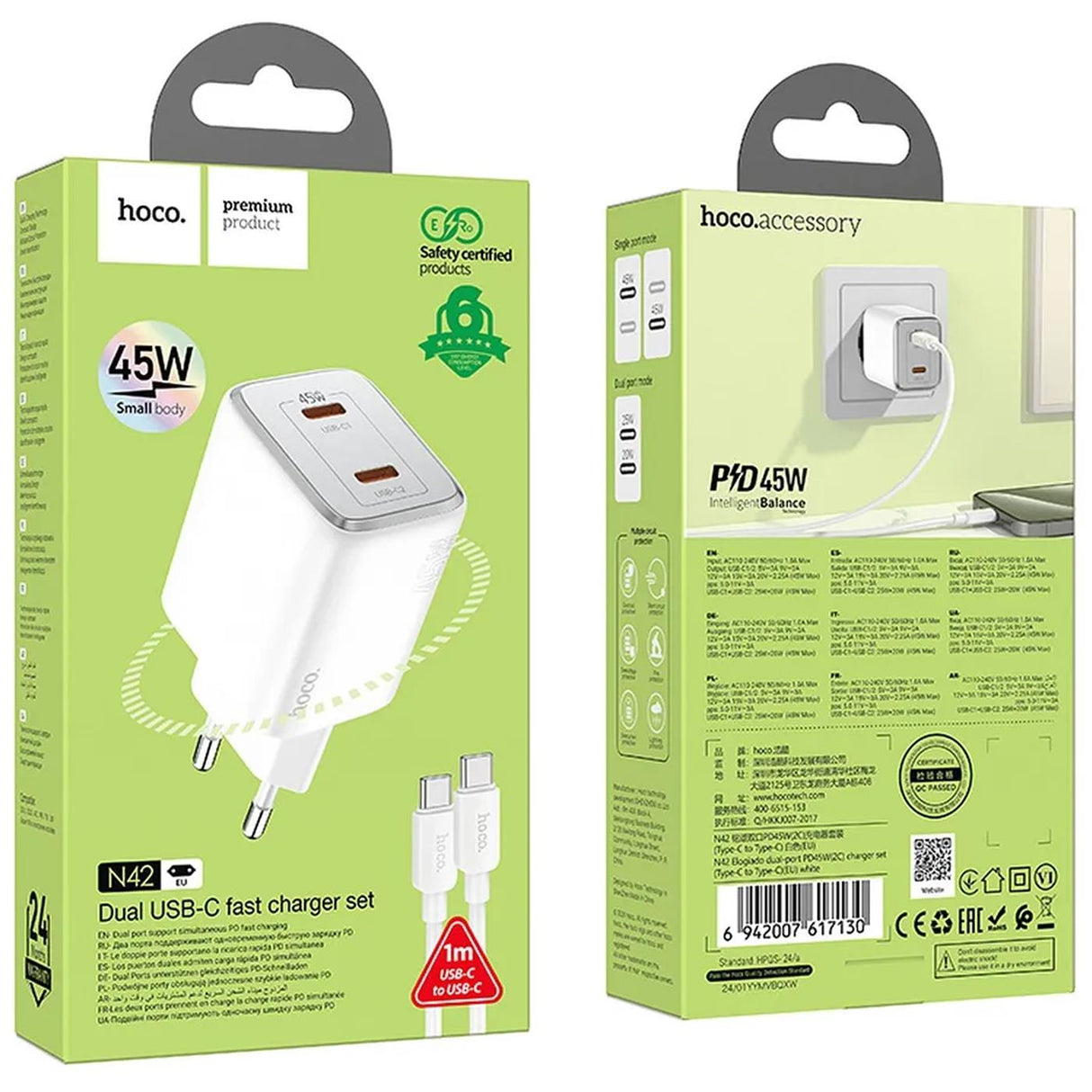 GaN Ladegerät 45W USB-C – Dual Port Schnelllader