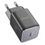 Hoco N43 30W GaN Ladegerät, USB-C Power Delivery, Schwarz, kompakt und leistungsstark.