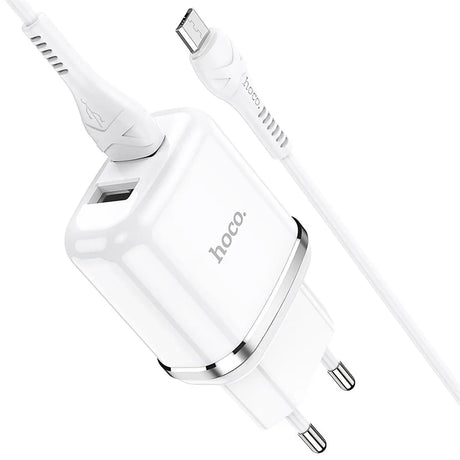 Hoco N4 Netz Ladegerät mit 2 USB Anschlüssen als Solo oder mit Lightning USB-C Micro-USB Kabel