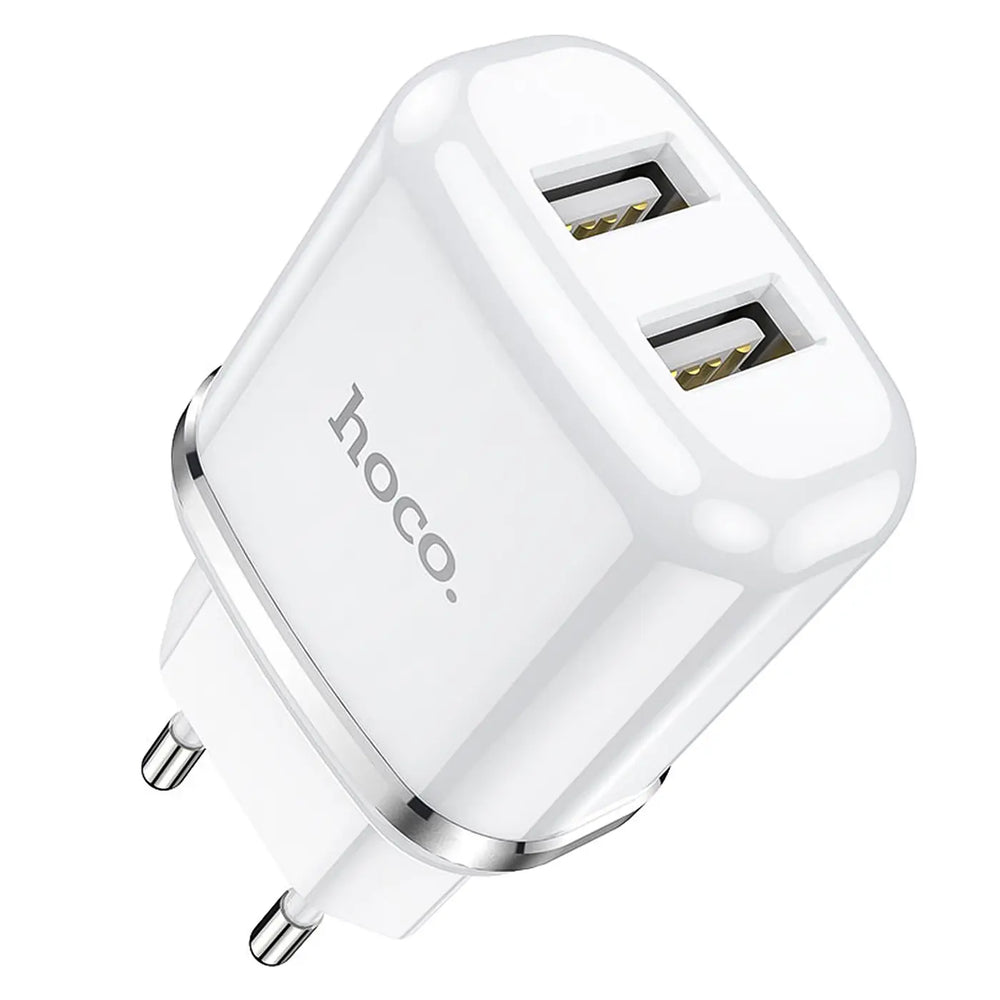 Hoco N4 Netz Ladegerät mit 2 USB Anschlüssen als Solo oder mit Lightning USB-C Micro-USB Kabel