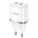 Hoco N4 Netz Ladegerät mit 2 USB Anschlüssen als Solo oder mit Lightning USB-C Micro-USB Kabel