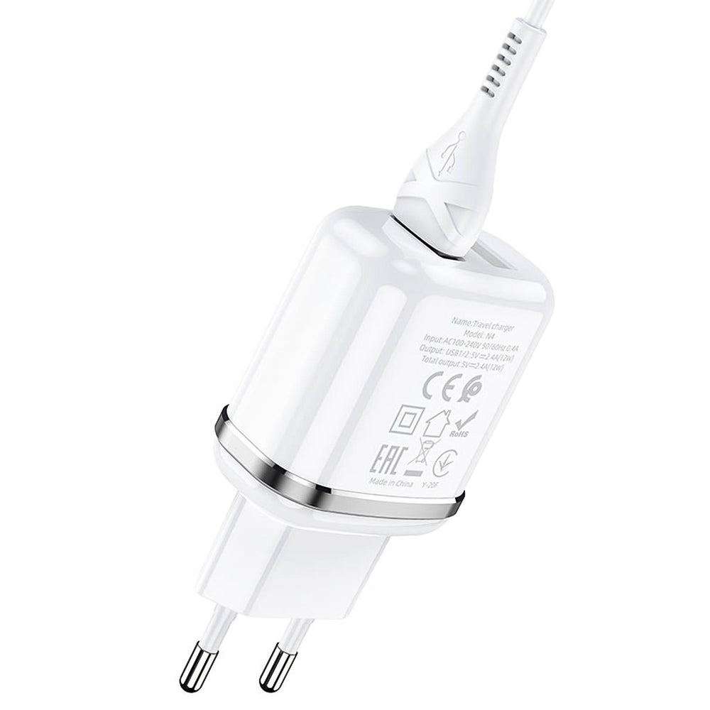 Netz-Ladegerät Hoco - N4 microUSB - Weiss