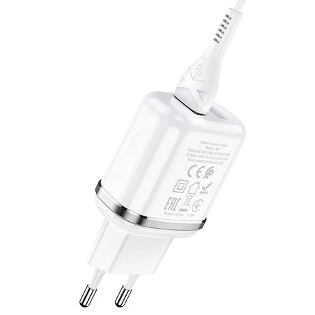 Hoco N4 Netz Ladegerät mit 2 USB Anschlüssen als Solo oder mit Lightning USB-C Micro-USB Kabel