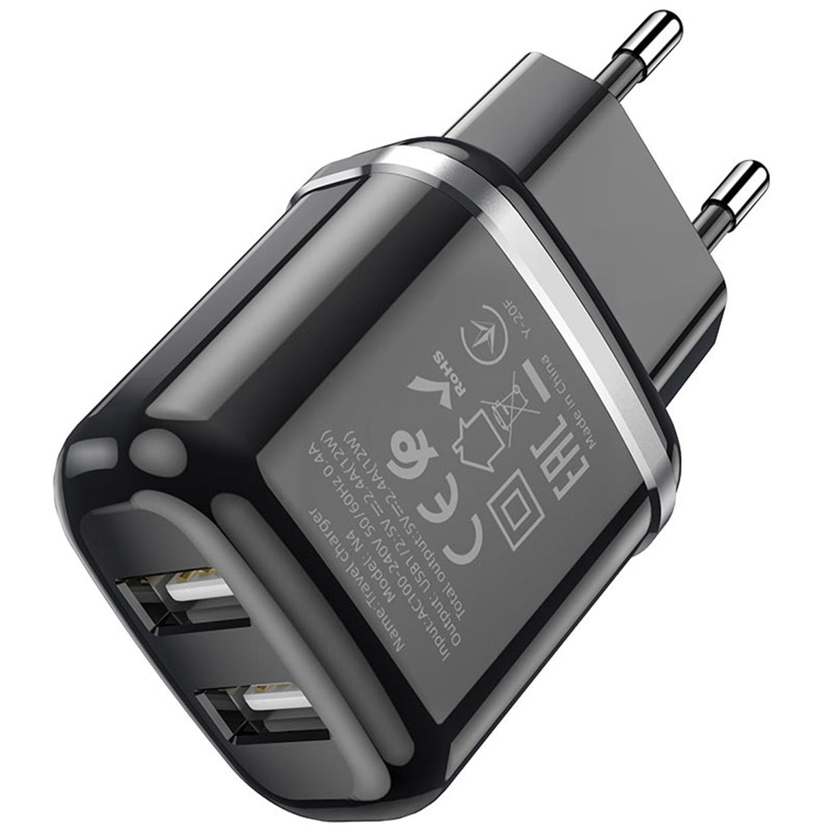 Netzladegerät Dual USB – Hoco N4 2.4A Schwarz