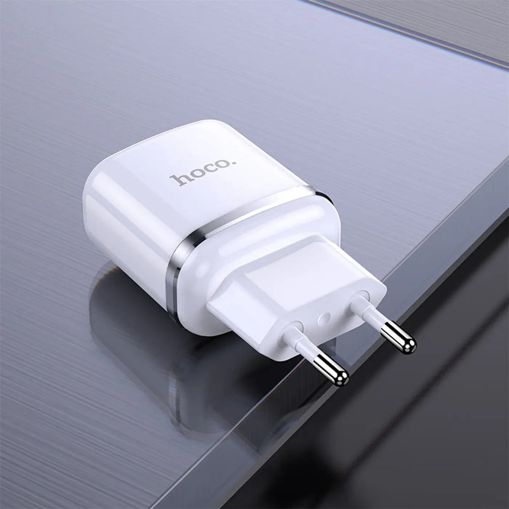 Hoco N4 Netz Ladegerät mit 2 USB Anschlüssen als Solo oder mit Lightning USB-C Micro-USB Kabel