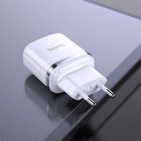 Hoco N4 Netz Ladegerät mit 2 USB Anschlüssen als Solo oder mit Lightning USB-C Micro-USB Kabel