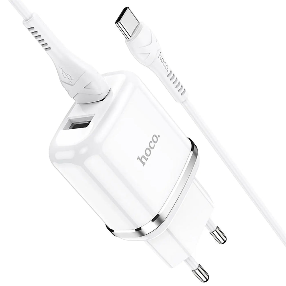 Hoco N4 Netz Ladegerät mit 2 USB Anschlüssen als Solo oder mit Lightning USB-C Micro-USB Kabel